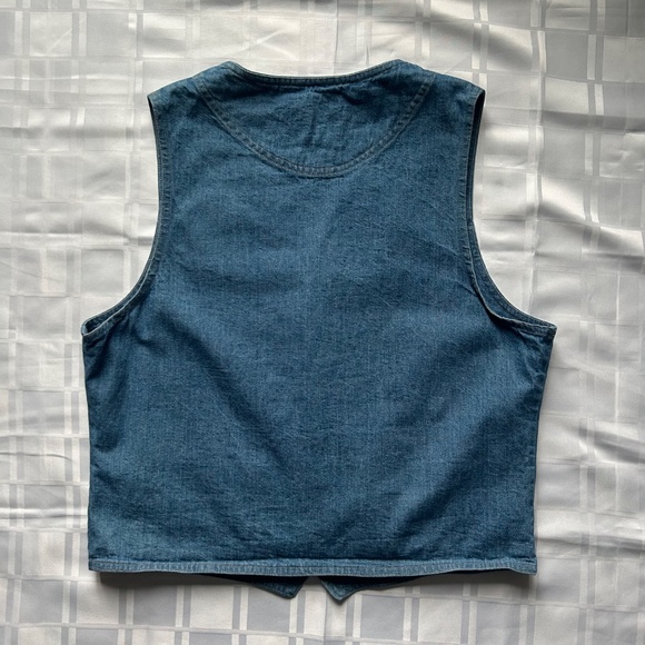 Mid-West Garment Co. (MWG) Vintage Button Closure Blue Denim Vest - Picture 12 of 14